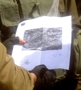 Landkarte mit Unterschrift, das Dokument dient der Festlegung eines militärischen Sperrgebiets