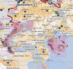 Der Ort Tuqu‘ liegt südlich von Bethlehem; Karte © UNOCHA-OPT