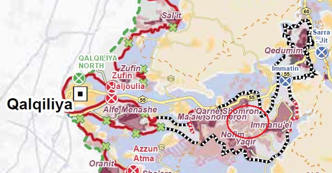 Der rote Kreis auf der Karte von UNOCHA markiert Wadi Qana.