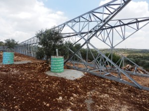 Strommast im Olivenhain